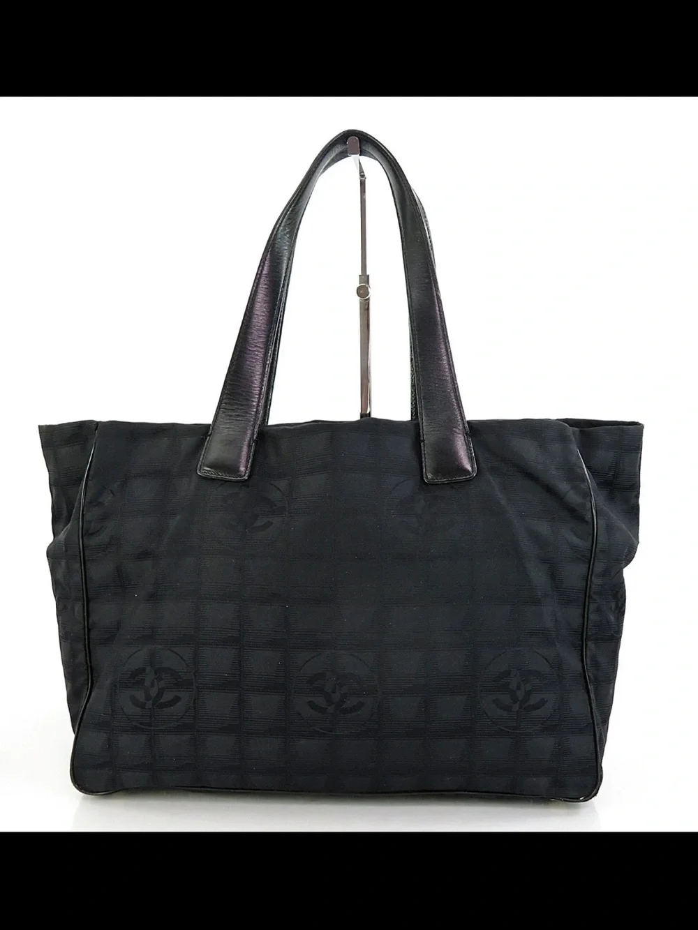 CHANEL Black Logo Jacquard Tote